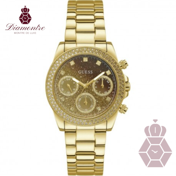 Guess Sol Montre Femme Multifonction Acier Doré Et Strass GW0483L2 - Image 5